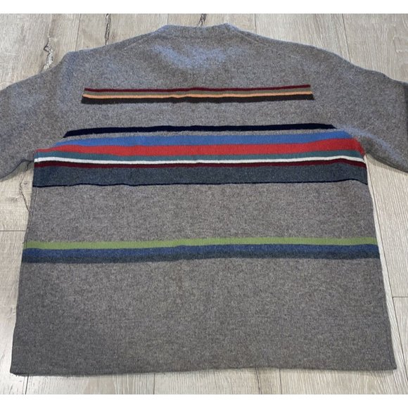 JCrew Mens Sz XL Multicolor 100% Lambswool  Crew Neck Pullover Sweater Stripes - Picture 7 of 7